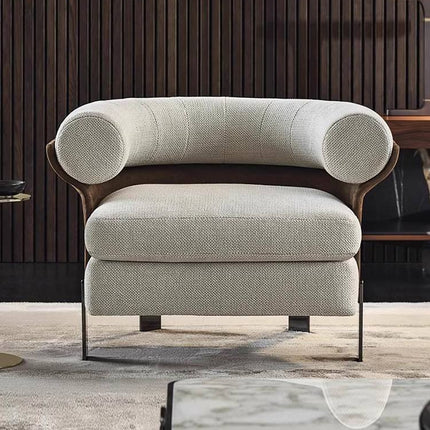 Nordic Simple and Elegant Fabric and Leather Double-layer Seat Bag Thick Backrest Armrest Single Living Room Bedroom Hotel Sofa