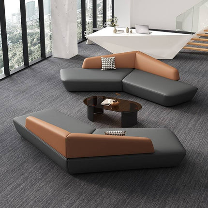 Minimalist Contemporary Leather Office Sofa Combination Premium Office Furniture Simple Modern Modular Sofa