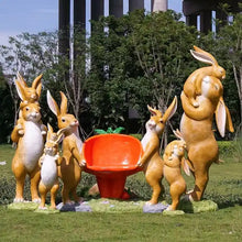 Cargar imagen en el visor de la galería, Outdoor Decoration Garden Statues Rabbit Family Model Resin Cartoon Animals
