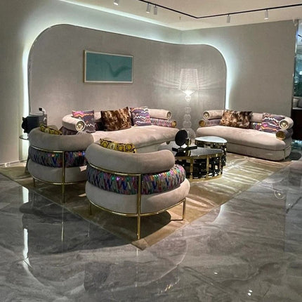 Italian Modern Luxury Sectional Sofa Simple Villa Living Room High-End Furniture Fabric Material Light Luxury Style