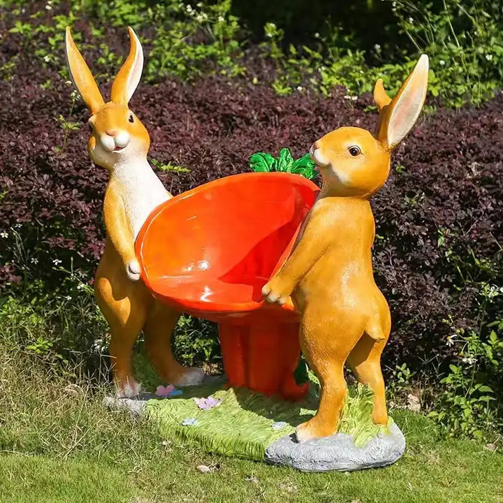 Outdoor Decoration Garden Statues Rabbit Family Model Resin Cartoon Animals
