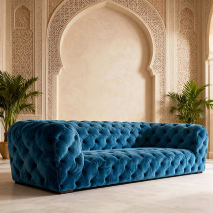 Velvet Sofa Chesterfield Lounge Sofas Set With Diamond Button in Living Room Furniture Luxury Couch