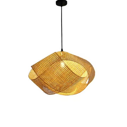 Japanese Style Rattan Pendant Light Modern Design LED 3500K Warm White Hanging Ceiling Light for Home