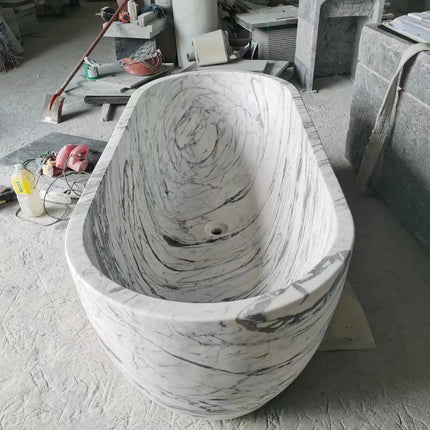 Freestanding White Marble Bathtub Bathroom Natural Stone Bath Tub