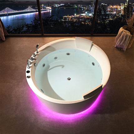 Custom Round Freestanding Whirlpool Massage Bathtub – Luxury White Acrylic Spa Bath Tub