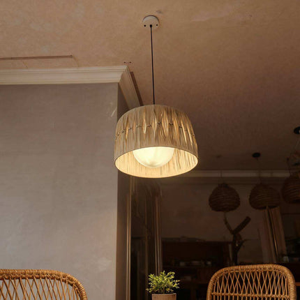 Rattan Wicker Led Lights for Home Kitchen Restaurant Dining Table Decorative Lighting Modern Style Pendant Lampshade