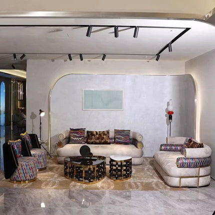 Italian Modern Luxury Sectional Sofa Simple Villa Living Room High-End Furniture Fabric Material Light Luxury Style