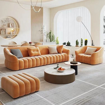 Modern Light Luxury Cream Style Fabric Sofa Living Room Small Apartment Straight Row Simple Sofa