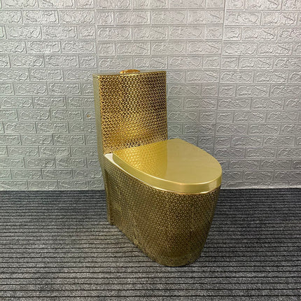 Dubai Luxury Gold Embossed Toilet Bowl – Electroplated Custom Ceramic WC Special Edition