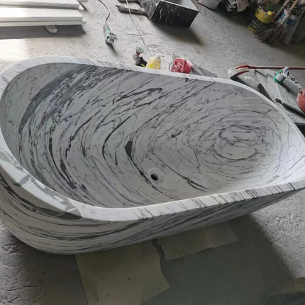 Freestanding White Marble Bathtub Bathroom Natural Stone Bath Tub