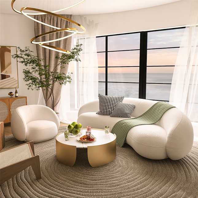 Modern Curved Sectional Sofa with Wood Frame Nordic Design Living Room & Beauty Couches Living Room Use