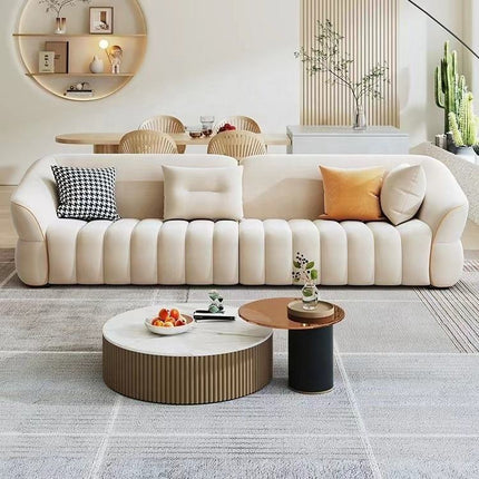 Modern Light Luxury Cream Style Fabric Sofa Living Room Small Apartment Straight Row Simple Sofa