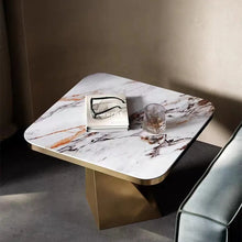 Charger l&#39;image dans la galerie, Gold Plated Marble Corner Table Stainless Steel
