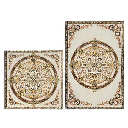 Luxury gold plated carpet tiles for villa hotel golden circle for hall entry and living room puzzle floor tiles polished crystal