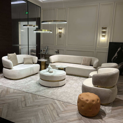 Modern Elegant Villa Living Room Dual Color Cream White Fabric and Grey Fabric Black Modular Sectional Combination Sofa Couch