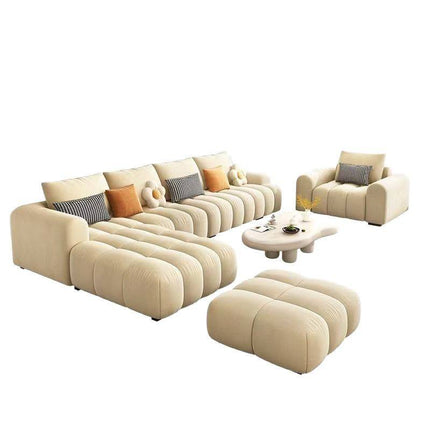 Cream Style Three Seat Sofa Light Luxury Technology Cloth Clouds Living Room Rental House Modern Minimalist Bedroom Sponge