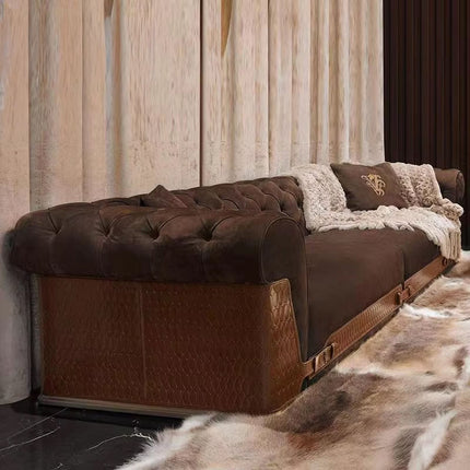 Luxury 3-seater Italian Leather Sofa Set High-end Upholstered Sofa Living Room Available in Fabric Wooden Velvet Polyurethane