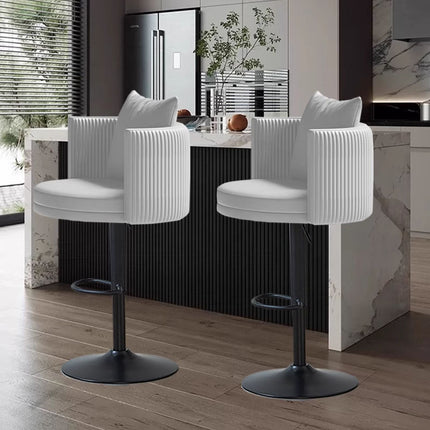 Luxury Bar Stool - Height-Adjustable High Chair with Swivel Function, Genuine Leather Upholstery for Kitchen Island and Home Bar