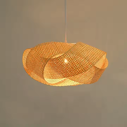 Japanese Style Rattan Pendant Light Modern Design LED 3500K Warm White Hanging Ceiling Light for Home