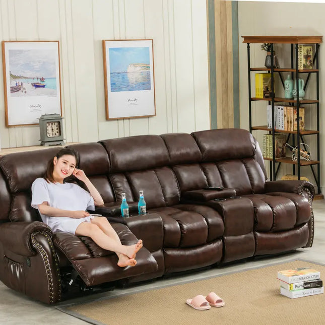 Modern Leather Set Manual  Massage Recliner Living room sofa