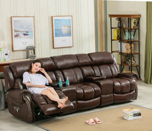 Modern Leather Set Manual  Massage Recliner Living room sofa