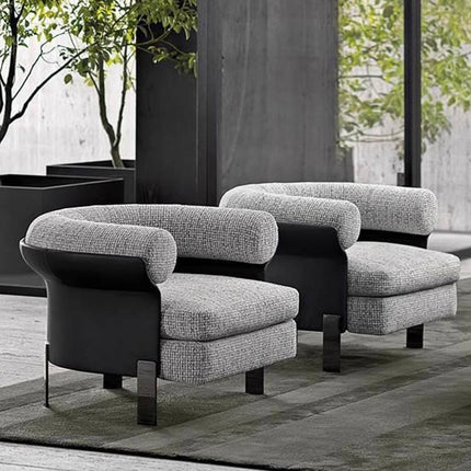 Nordic Simple and Elegant Fabric and Leather Double-layer Seat Bag Thick Backrest Armrest Single Living Room Bedroom Hotel Sofa