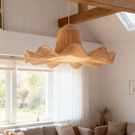 Rattan Flower Ceiling Lamp Modern Home Living Room Kitchen Island Lighting Design Hotel Decorative Lampshade