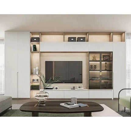 Modern Wooden Solid Wood Luxury High Gloss Custom Color Heat Insulation TV Cabinet for Living Room Hotel Apartment