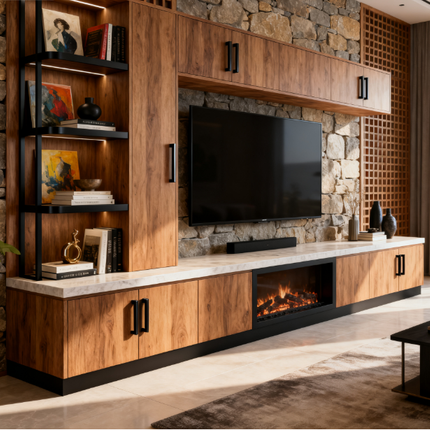 Customizable Luxury Lacquered TV-Bookcase Cabinet with Cream-Gold Integration for Contemporary Living Room Luxury Living