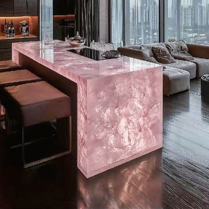 Modern Light Luxury Transparent Resin Desk Square Bar Table Crystal Like Art Furniture Glowing Island Counter