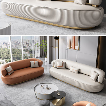 Sofabezug aus Leder mit Armlehnen in Gold-Metall-Optik, modernes Design, 3-Sitzer-Sofa 