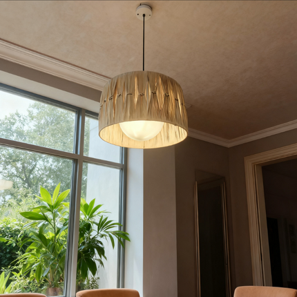 Rattan Wicker Led Lights for Home Kitchen Restaurant Dining Table Decorative Lighting Modern Style Pendant Lampshade