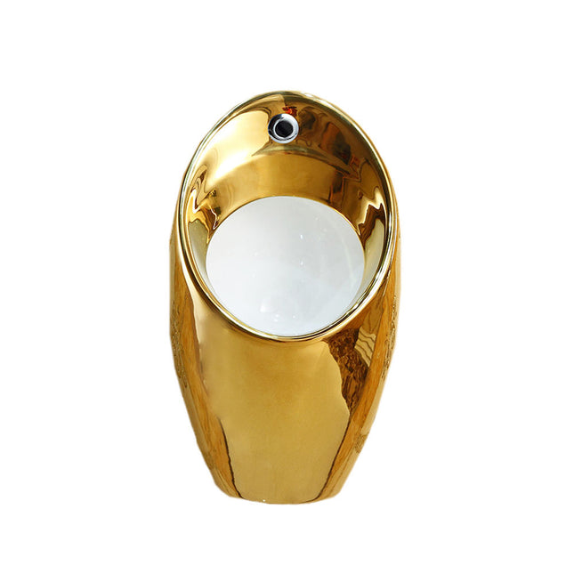 Luxury Sanitary Wares Plated Ceramic Auto Flush Sensor Gold and Silver Color Pissing Urinal for Hotel