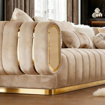 Luxury Velvet Sectional Sofa Stainless Steel Comfortable Living Room Couch for Apartment Home Hotel Mall Sponge