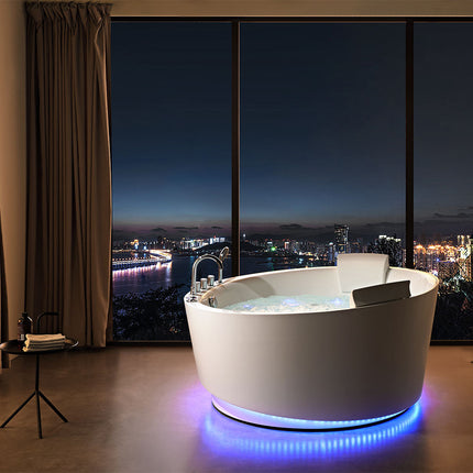 Custom Round Freestanding Whirlpool Massage Bathtub – Luxury White Acrylic Spa Bath Tub