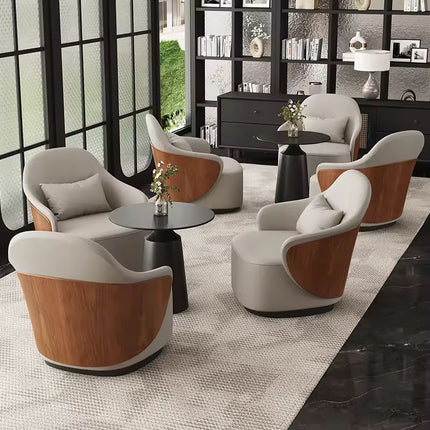 Fashionable Waiting Chair with Plush Upholstery Sturdy Wood Structure for Restaurant Waiting Area