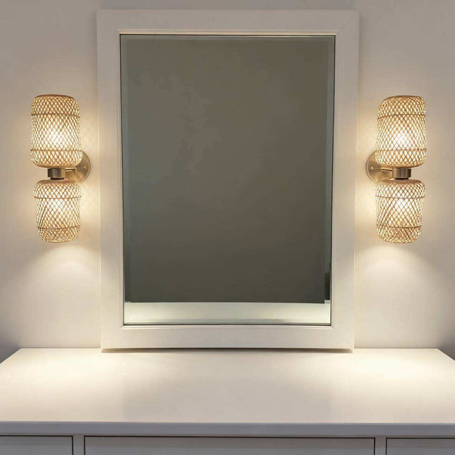 Vintage Bamboo Craft Wall Lamp Log Style Ideal Home Bedside Lamp Retro Nostalgic Hotel Project bar Antique Aisle Lamp