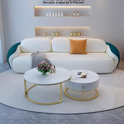 Modern Two Tone Upholstered Sofa Set With Accent Armchairs And Round Coffee Tables For Living Room Furniture