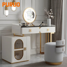 Charger l&#39;image dans la galerie, Gold Stainless Steel Mirror Makeup Dresser Dressing Table Modern Style
