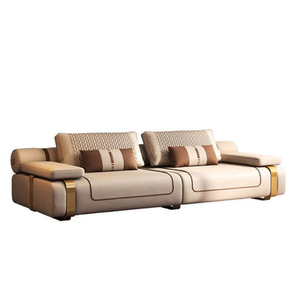 Light Luxury Modern Genuine Leather Three Seat Sofa for Living Room