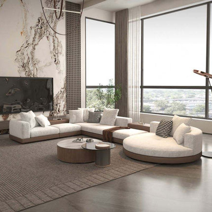 Custom Modular Sofa Bed Set with Sponge Filled Microfiber Leather for Large Families High-End Living Room Bedroom
