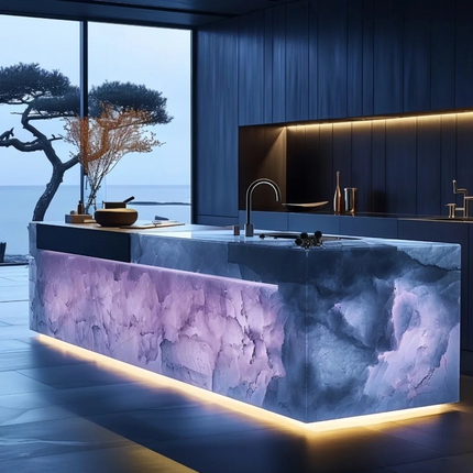 Custom Nature Onyx Marble Table Jade Luxury Crystal Table Furniture Elegant Premium Stone Furniture Kitchen Island