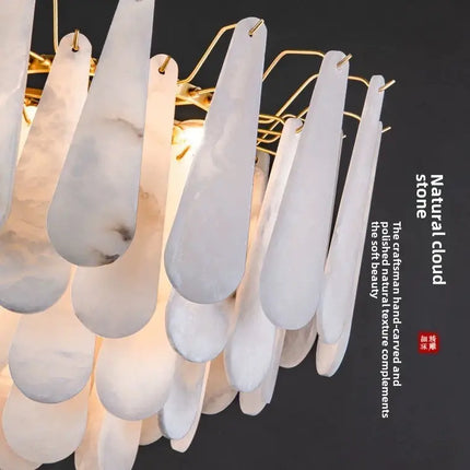 Lustre moderne et élégant tout en cuivre, léger et luxueux, pour salon, salle à manger, chambre à coucher. Lampadaire duplex simple avec pied en marbre. 