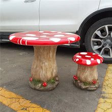 Cargar imagen en el visor de la galería, Outdoor Ornamental Landscape Sculpture Resin Fiberglass Mushroom Table and Chair Set
