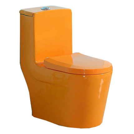 Western Bathroom One-Piece Kids Toilet Commode Yellow Color Elongated Bowl Dual-Flush Floor Mounted Ceramic S-Trap Home Use