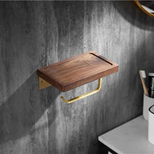 Charger l&#39;image dans la galerie, Bathroom Accessories Paper Towel Holder Walnut Brushed Gold Mobile Phone
