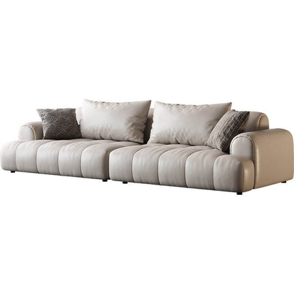 Nordic Modern Sofa Genuine Leather 3-Seater High Resilience Sponge Latex Filling for Small Spaces Wabi-Sabi Minimalist Design