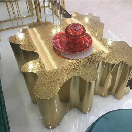 Modern Unique Design Tree Root Luxury Stump Golden Stainless Steel Coffee Table For Living Room Furniture