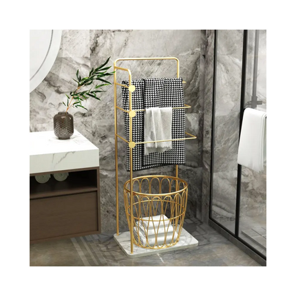 Light Luxury Gold High-Grade Bathroom Towel Rack Simple Modern Floor-to-Ceiling Toilet Rack