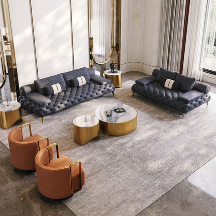 Luxury High-end Leather Chesterfield Sofa Set for Living Room Furniture